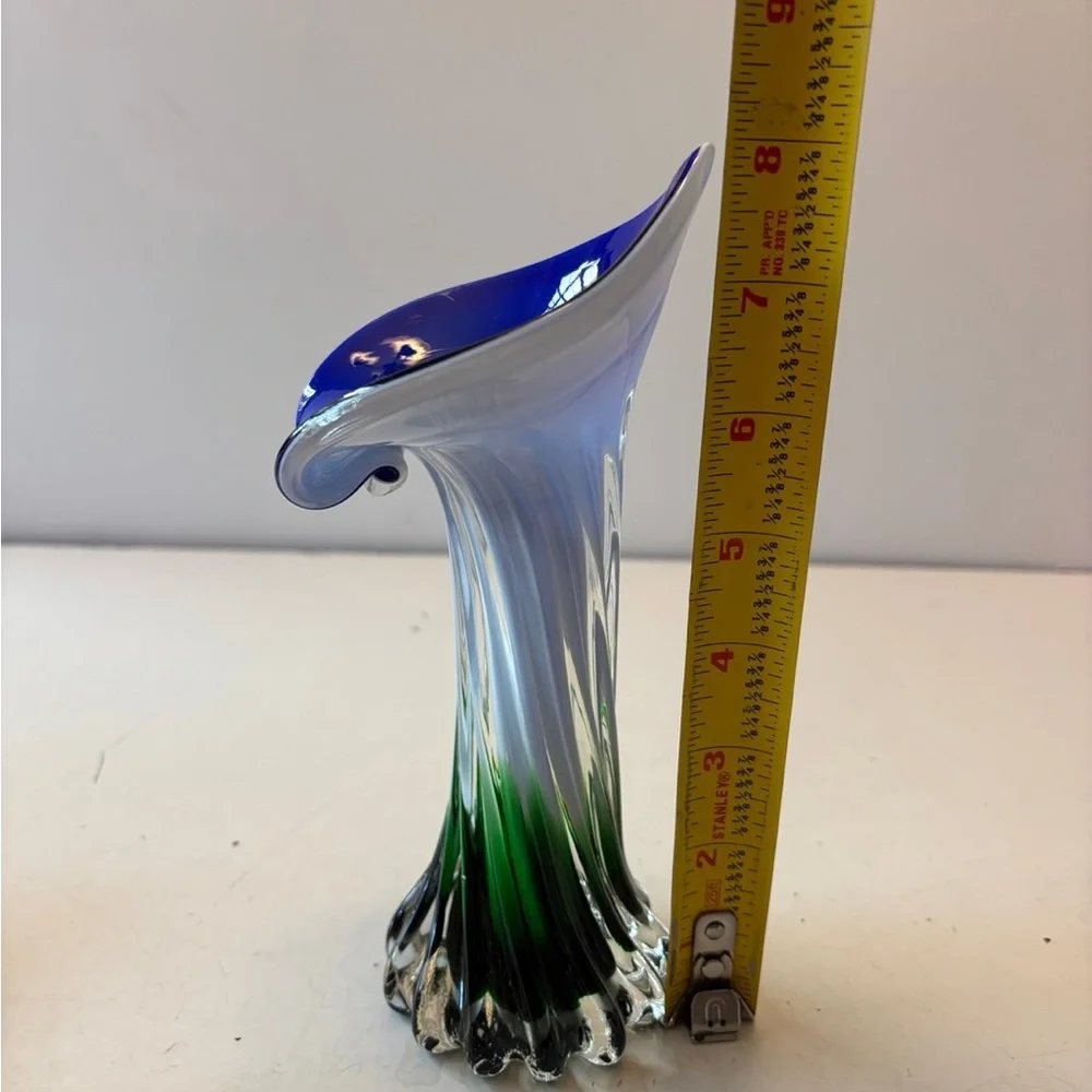 Vintage Jack in the Pulpit Calla lily vase, Murano Glass style 8”